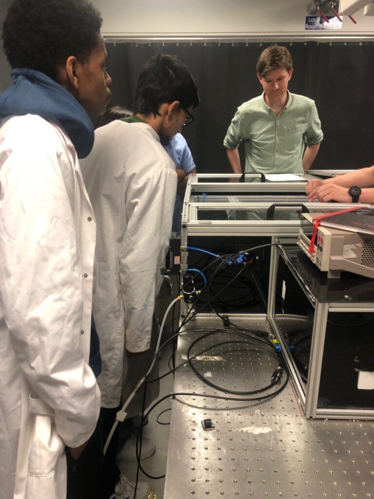 Roundhay School students in the laser labs at the University of Leeds